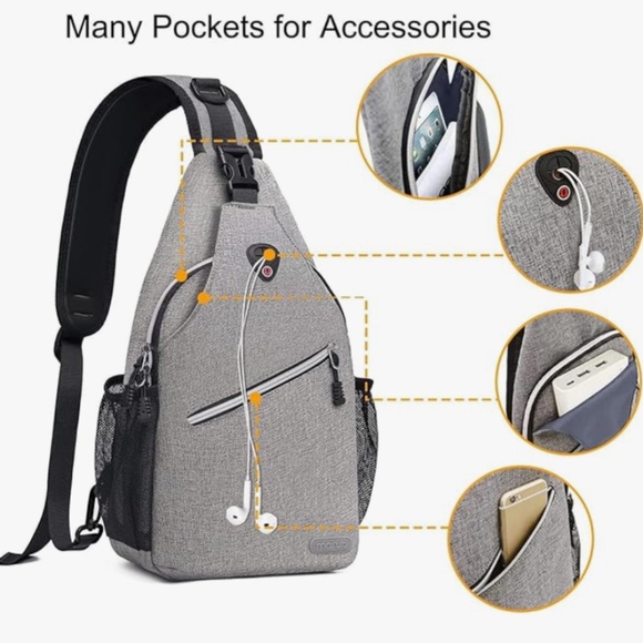 💐Mosiso Sling Backpack Crossbody Bag Grey - Picture 8 of 11